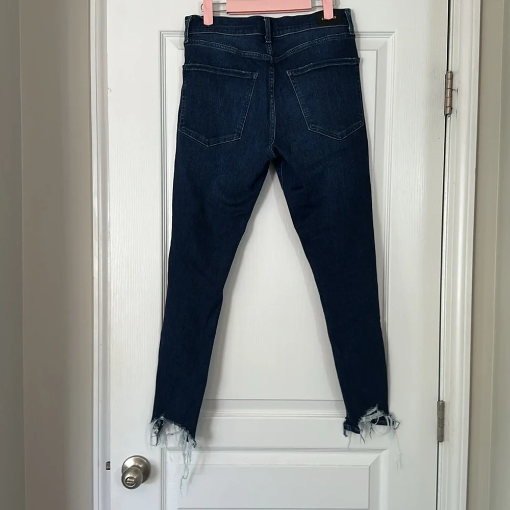 Express Dark Blue Distressed Skinny Jeans mid rise size 10R